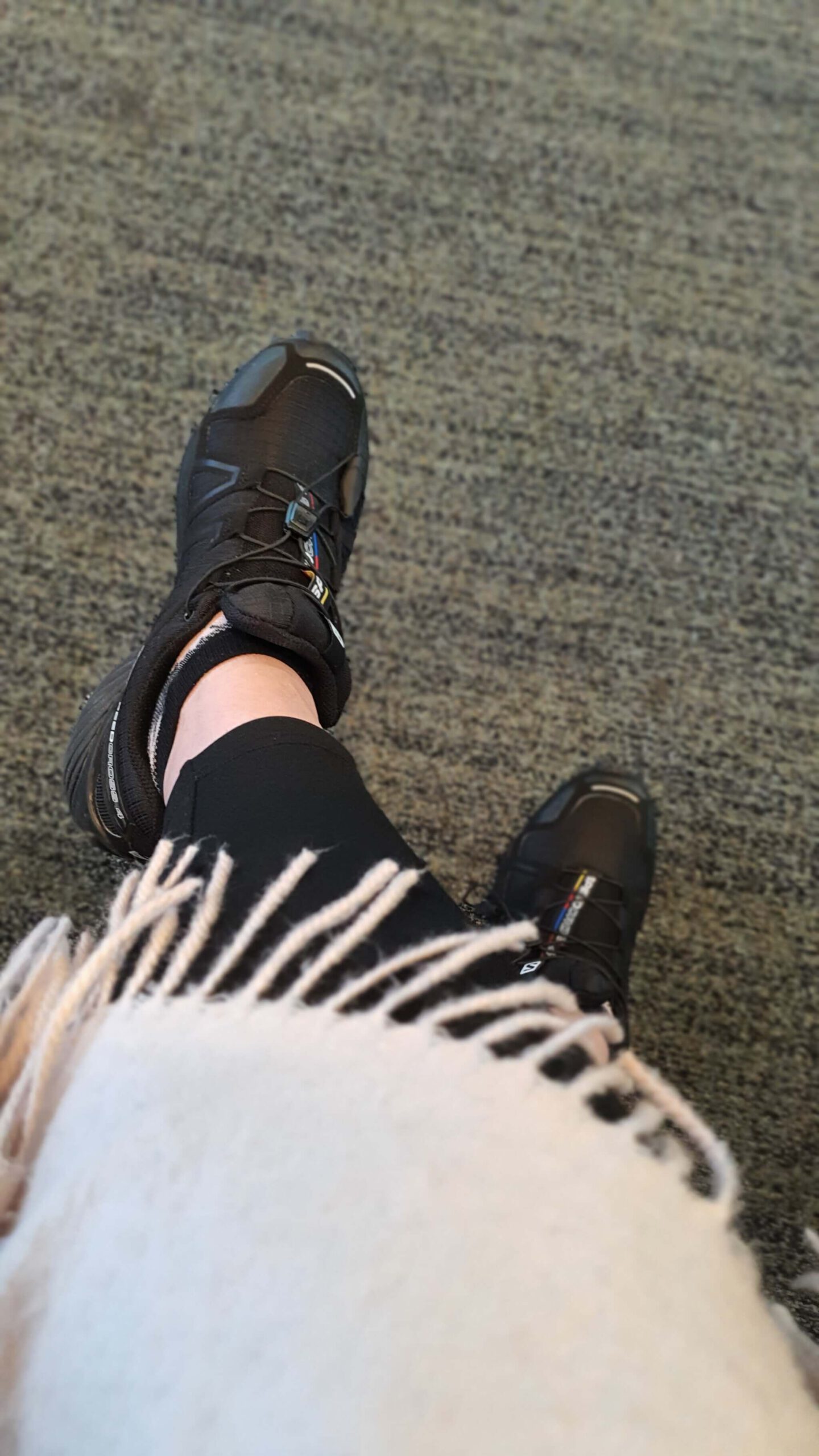 Salomon trail shoes packed for a long journey